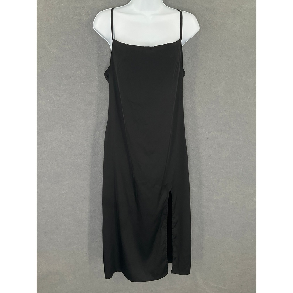 Forever 21 Maxi Slip Dress Womens Sz S Black Cami‎ Side Slit Sexy Cocktail Party
